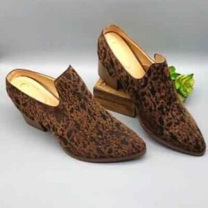 Comfort Cheetah Print Chunky Heel Open Back Shoes Size 7
